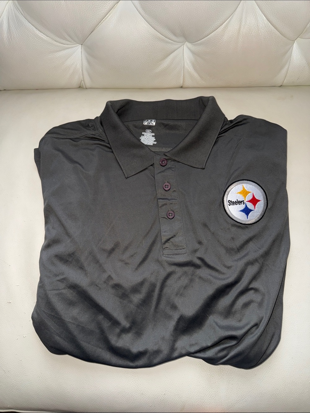 NWT Pittsburgh Steelers Black Men's Polo Shirt with Team Patch